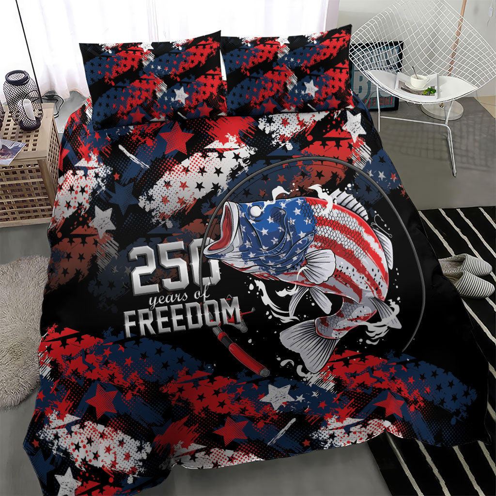 Largemouth Bass Fishing Bedding Set America 250 Year Freedom