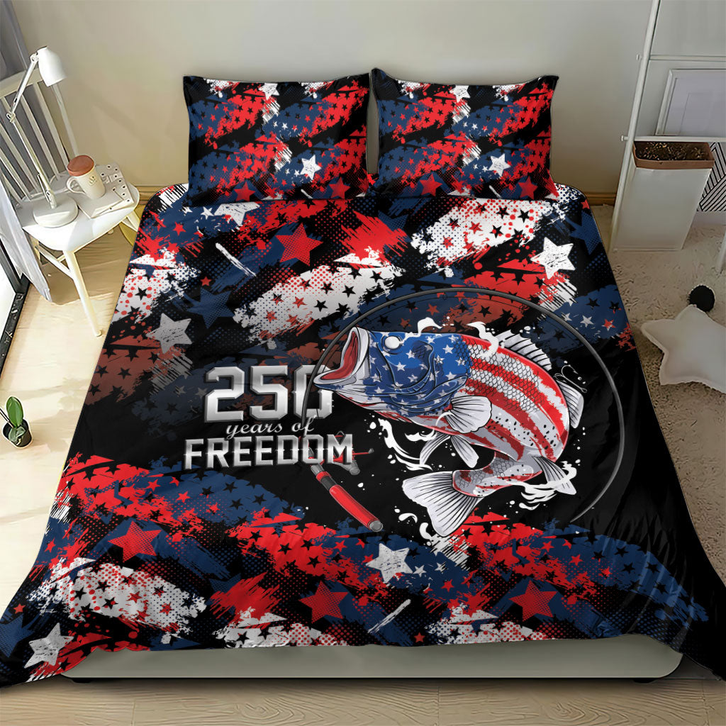 Largemouth Bass Fishing Bedding Set America 250 Year Freedom