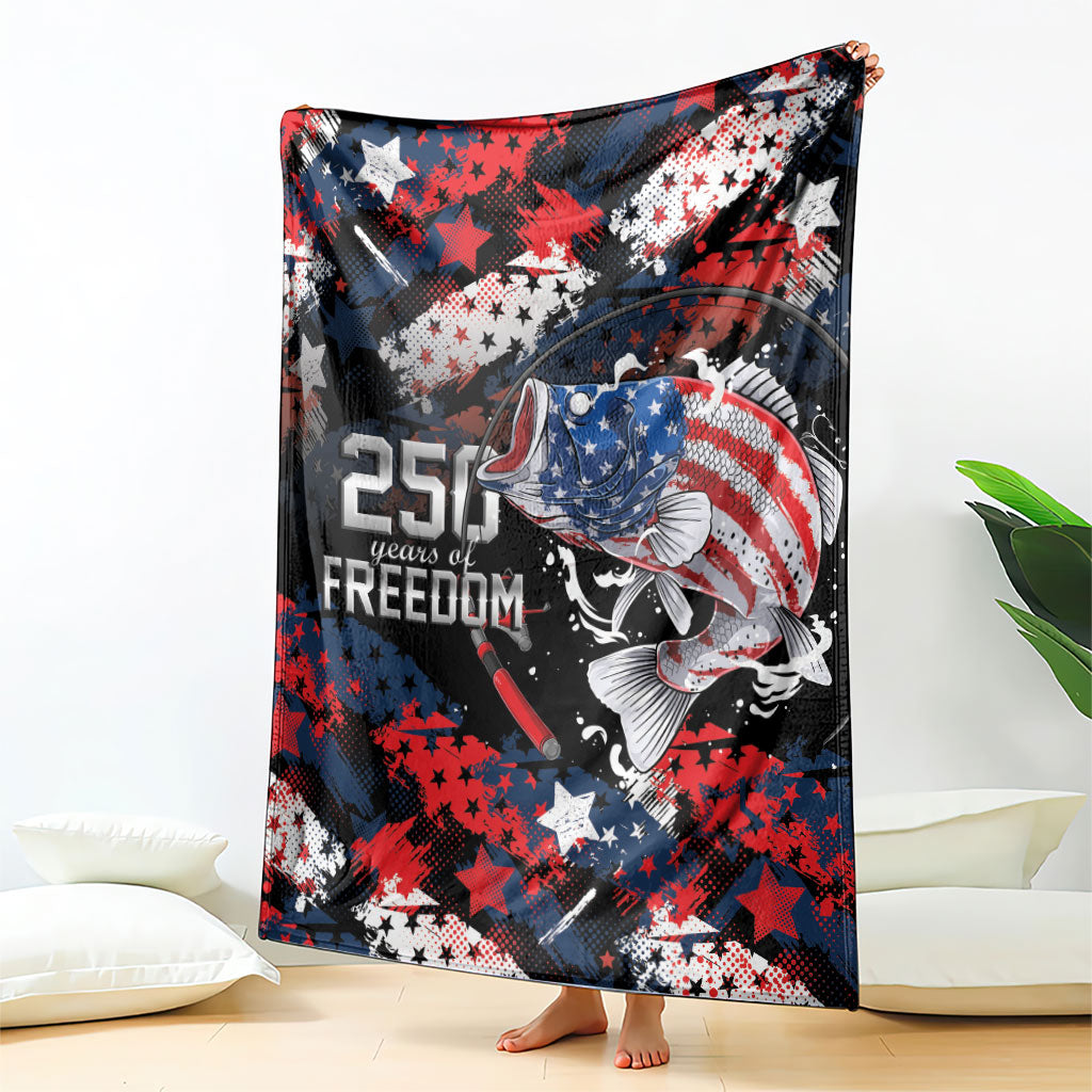 Largemouth Bass Fishing Blanket America 250 Year Freedom