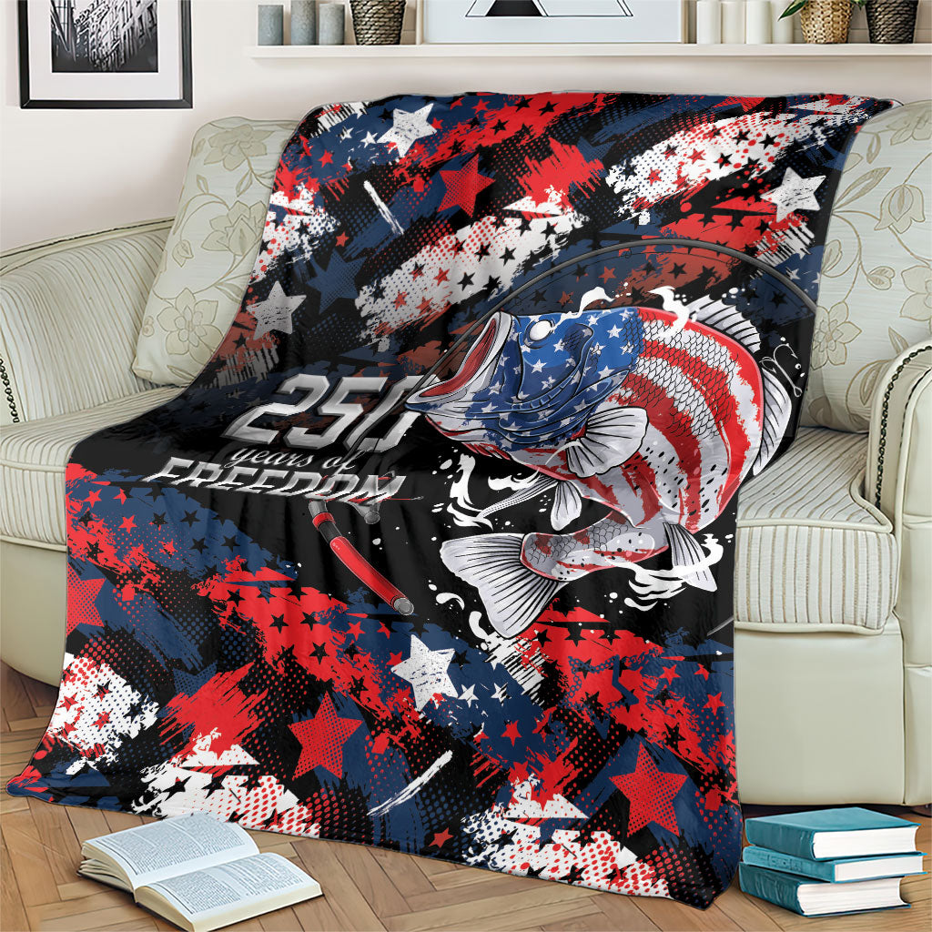 Largemouth Bass Fishing Blanket America 250 Year Freedom