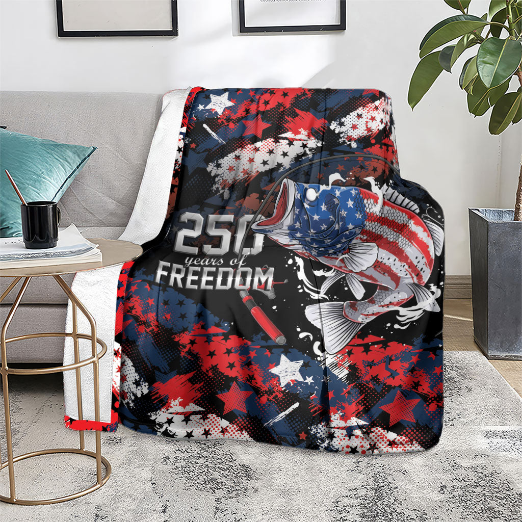 Largemouth Bass Fishing Blanket America 250 Year Freedom
