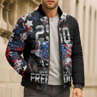 Personalized Largemouth Bass Fishing Bomber Puffer Jacket America 250 Year Freedom