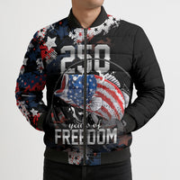 Personalized Largemouth Bass Fishing Bomber Puffer Jacket America 250 Year Freedom