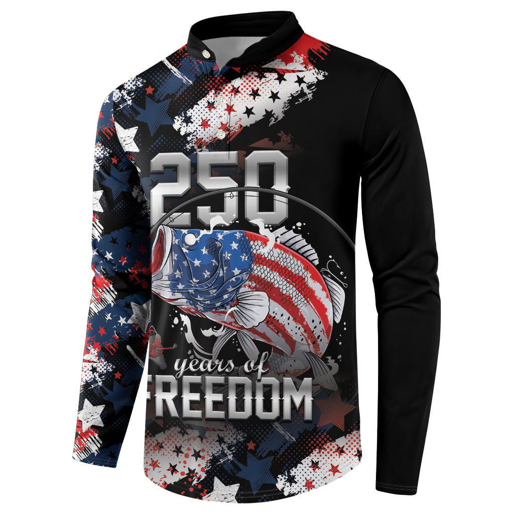 Personalized Largemouth Bass Fishing Button Sweatshirt America 250 Year Freedom