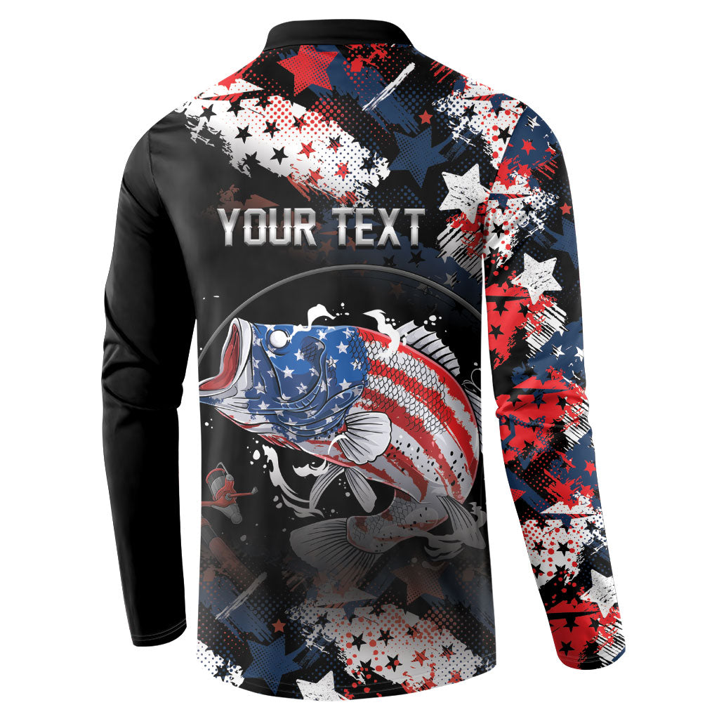 Personalized Largemouth Bass Fishing Button Sweatshirt America 250 Year Freedom