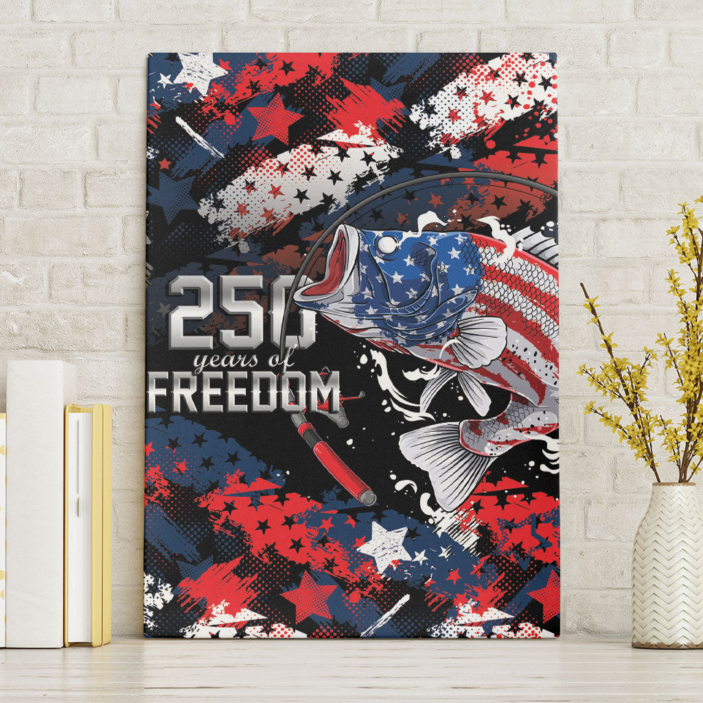 Largemouth Bass Fishing Canvas Wall Art America 250 Year Freedom