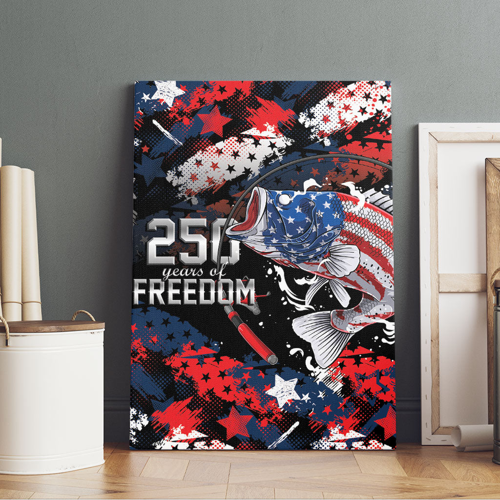 Largemouth Bass Fishing Canvas Wall Art America 250 Year Freedom
