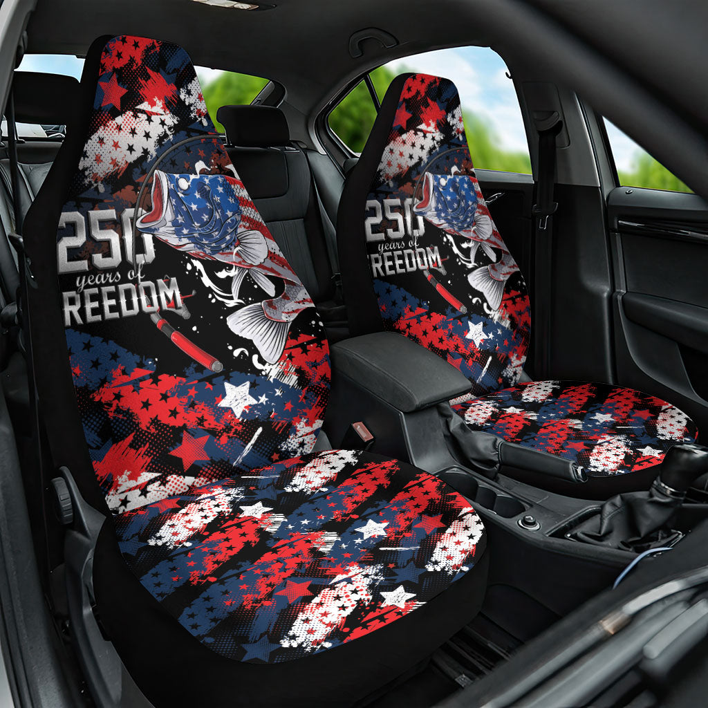 Largemouth Bass Fishing Car Seat Cover America 250 Year Freedom