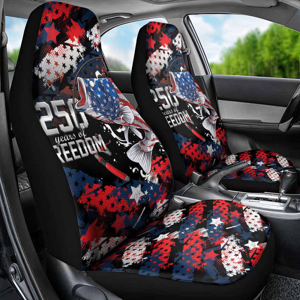Largemouth Bass Fishing Car Seat Cover America 250 Year Freedom
