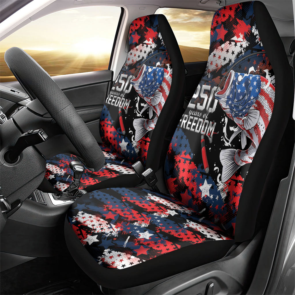 Largemouth Bass Fishing Car Seat Cover America 250 Year Freedom