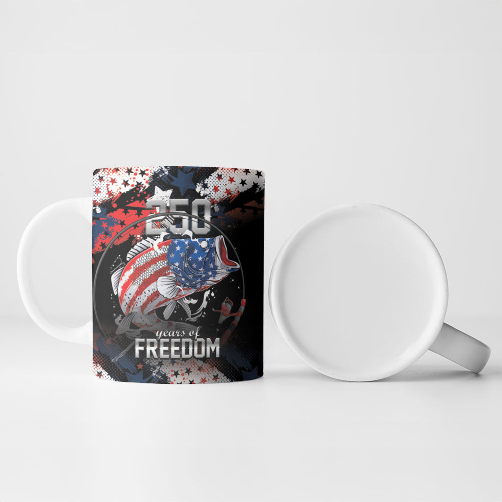 Personalized Largemouth Bass Fishing Ceramic Mug America 250 Year Freedom
