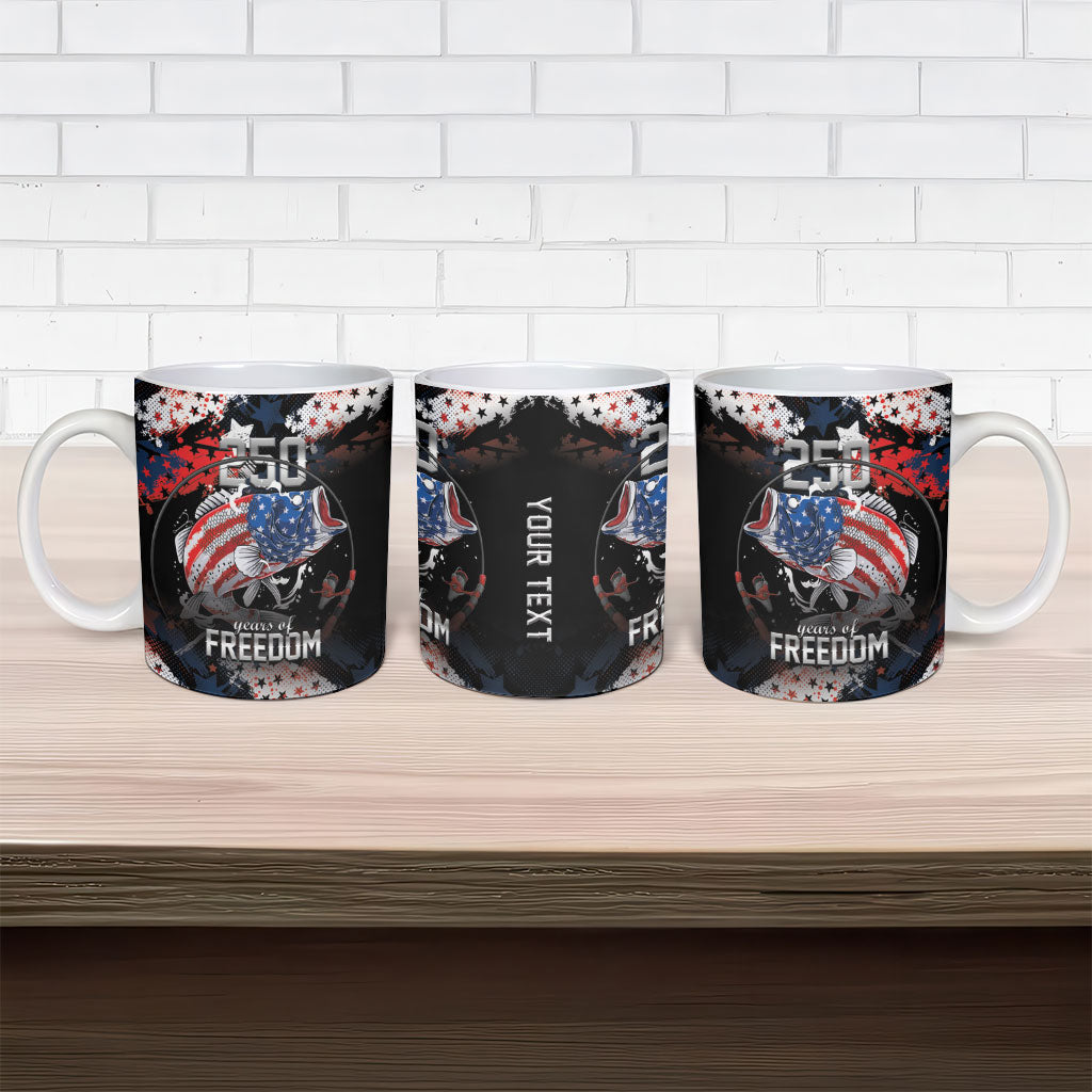 Personalized Largemouth Bass Fishing Ceramic Mug America 250 Year Freedom