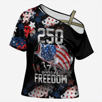 Personalized Largemouth Bass Fishing Cross Shoulder Shirt America 250 Year Freedom