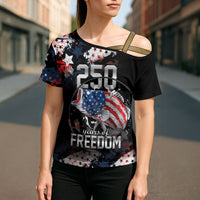 Personalized Largemouth Bass Fishing Cross Shoulder Shirt America 250 Year Freedom