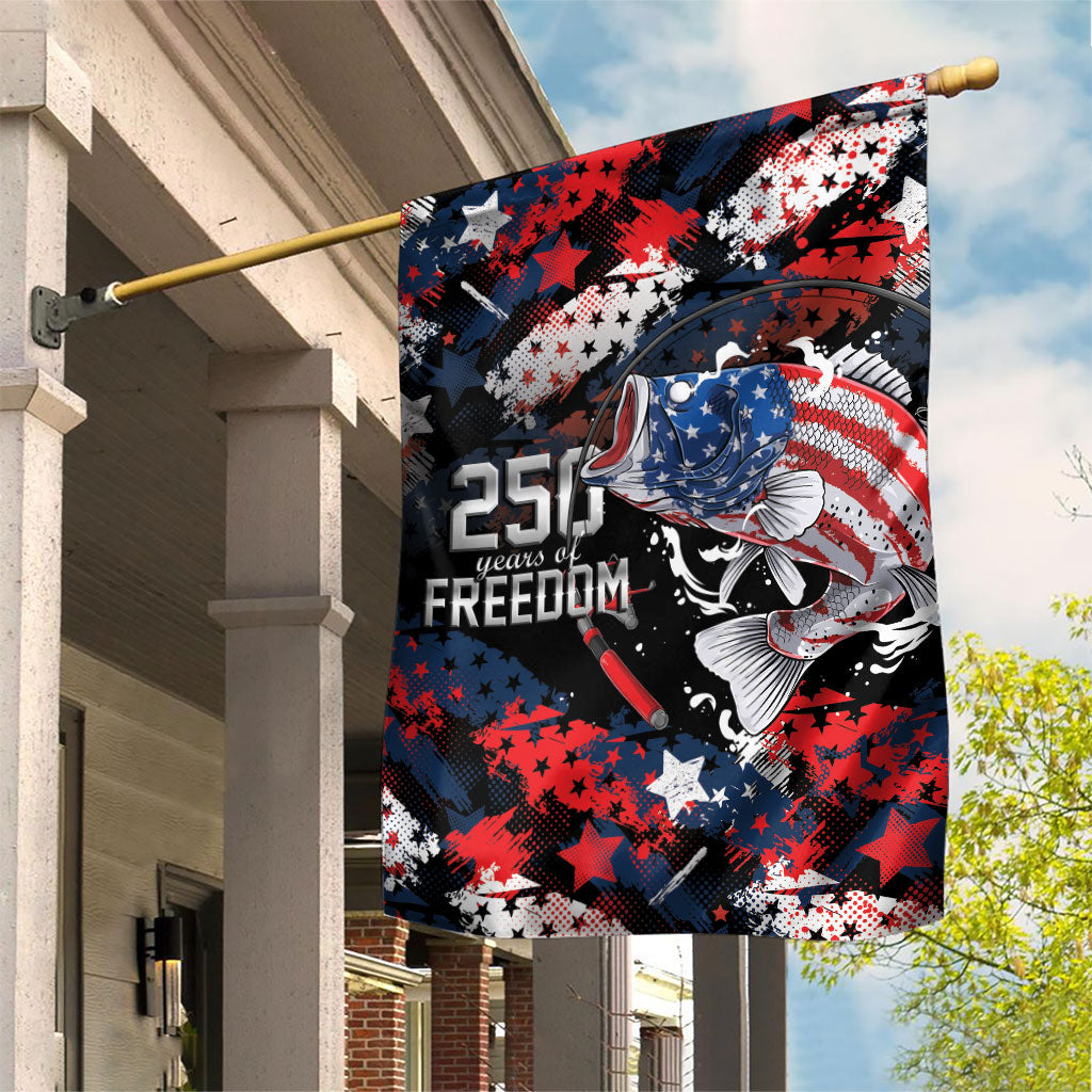 Largemouth Bass Fishing Garden Flag America 250 Year Freedom