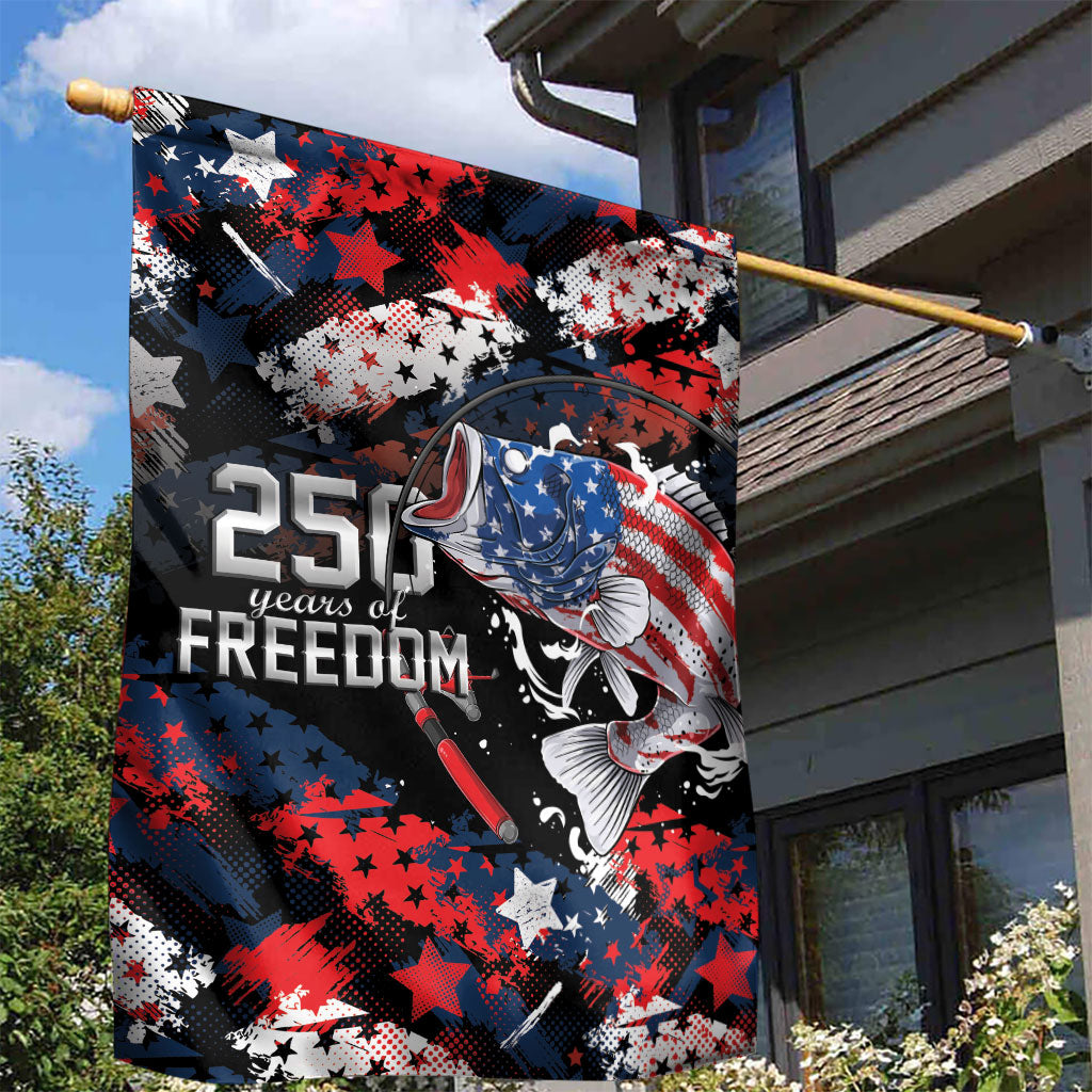 Largemouth Bass Fishing Garden Flag America 250 Year Freedom