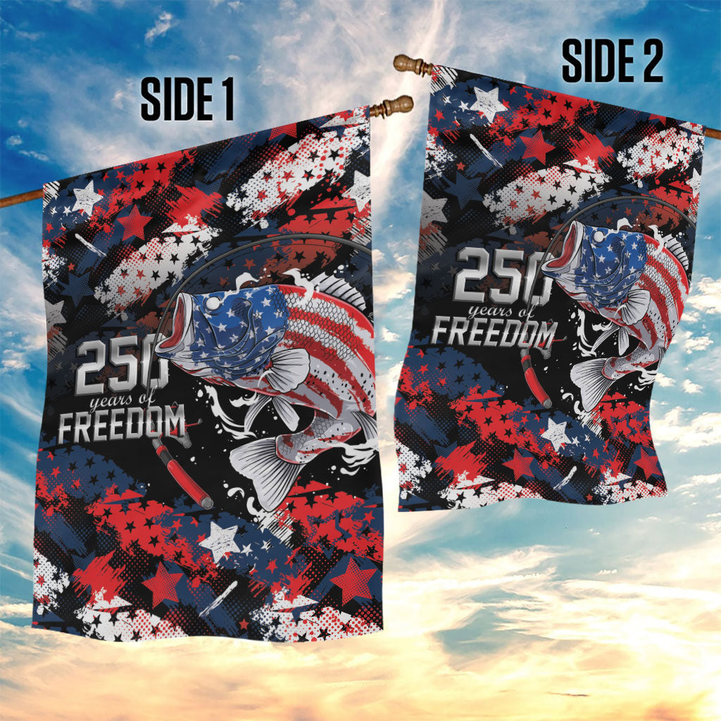 Largemouth Bass Fishing Garden Flag America 250 Year Freedom