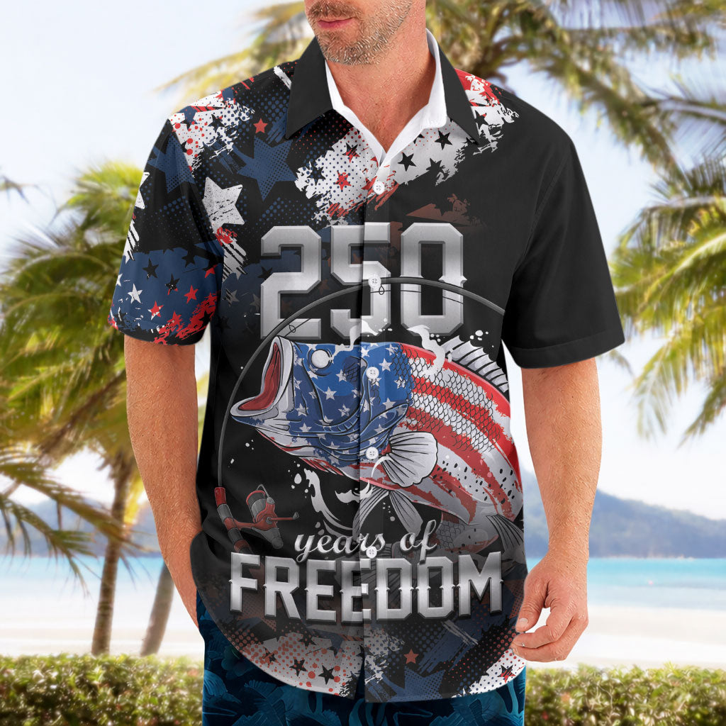 Personalized Largemouth Bass Fishing Hawaiian Shirt America 250 Year Freedom