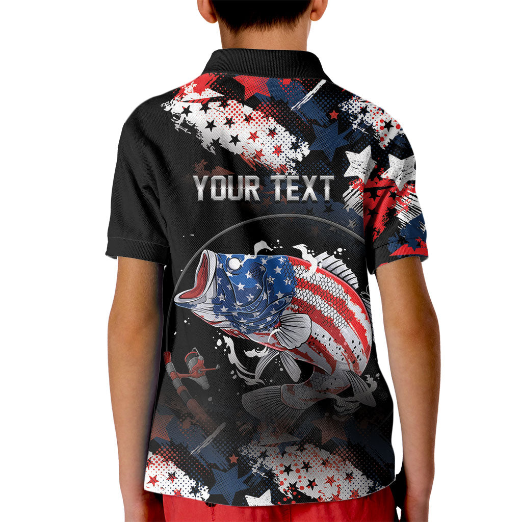 Personalized Largemouth Bass Fishing Kid Polo Shirt America 250 Year Freedom
