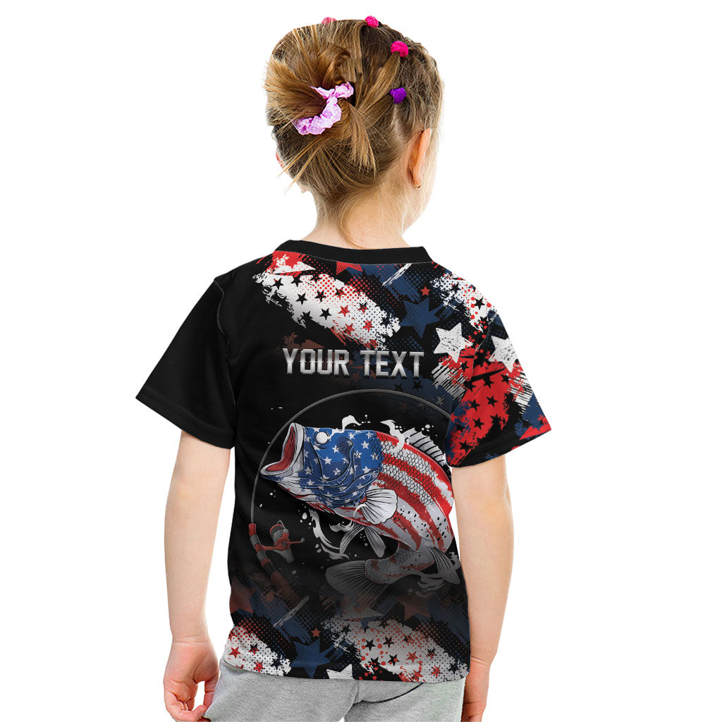 Personalized Largemouth Bass Fishing Kid T Shirt America 250 Year Freedom