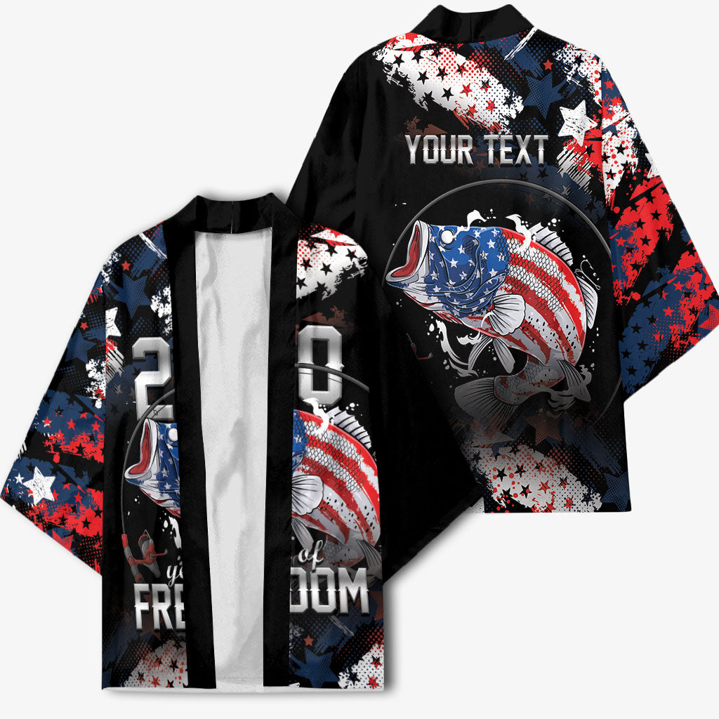 Personalized Largemouth Bass Fishing Kimono America 250 Year Freedom