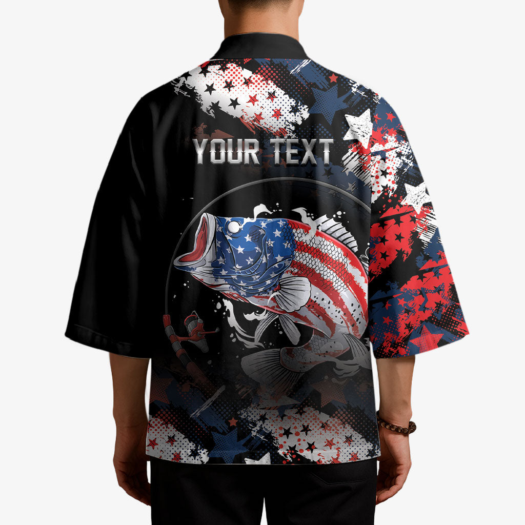 Personalized Largemouth Bass Fishing Kimono America 250 Year Freedom