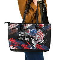 Largemouth Bass Fishing Leather Tote Bag America 250 Year Freedom