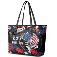 Largemouth Bass Fishing Leather Tote Bag America 250 Year Freedom