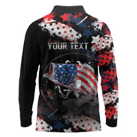 Personalized Largemouth Bass Fishing Long Sleeve Polo Shirt America 250 Year Freedom