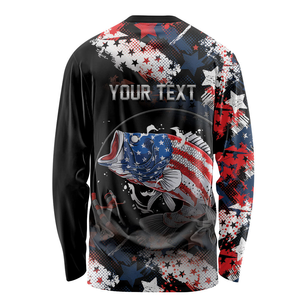Personalized Largemouth Bass Fishing Long Sleeve Shirt America 250 Year Freedom