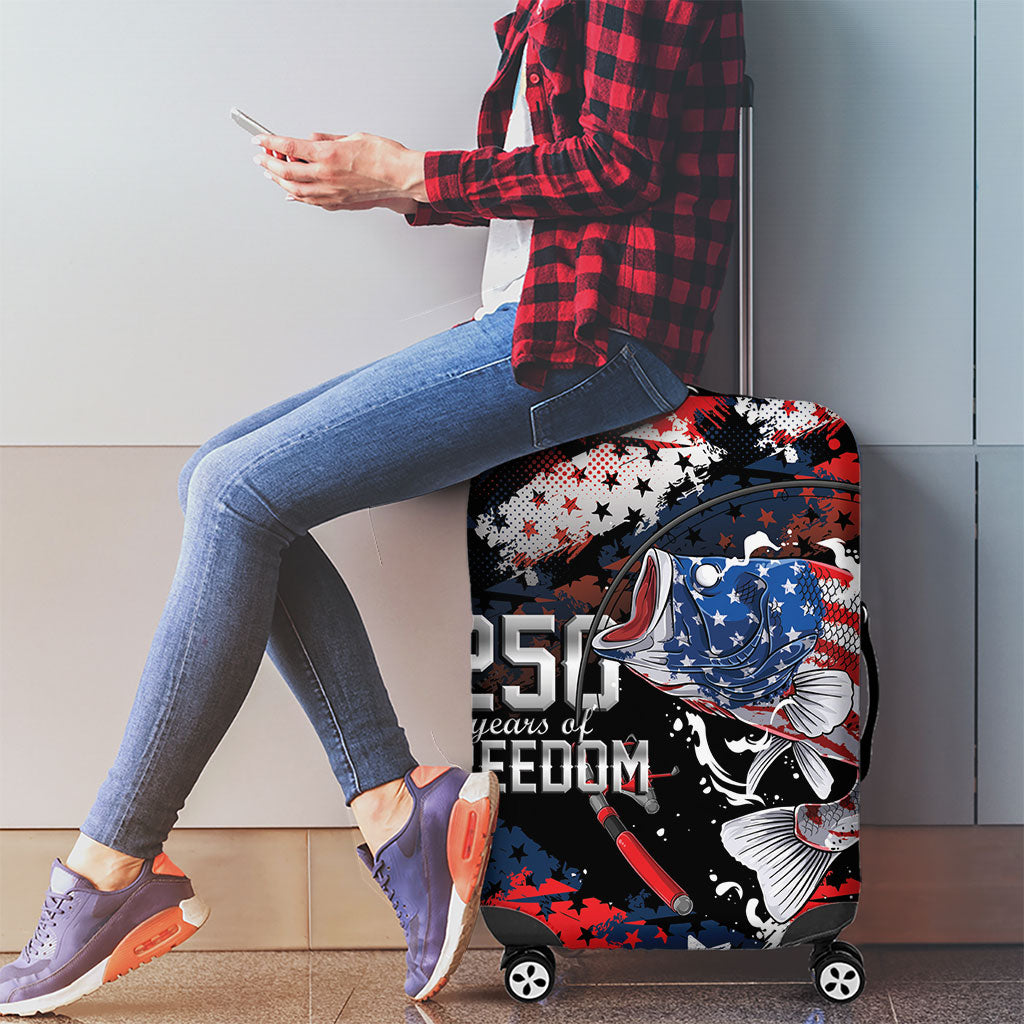 Largemouth Bass Fishing Luggage Cover America 250 Year Freedom