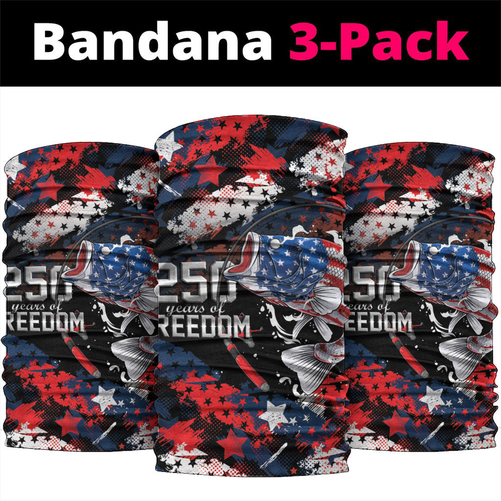 Largemouth Bass Fishing Neck Gaiter America 250 Year Freedom