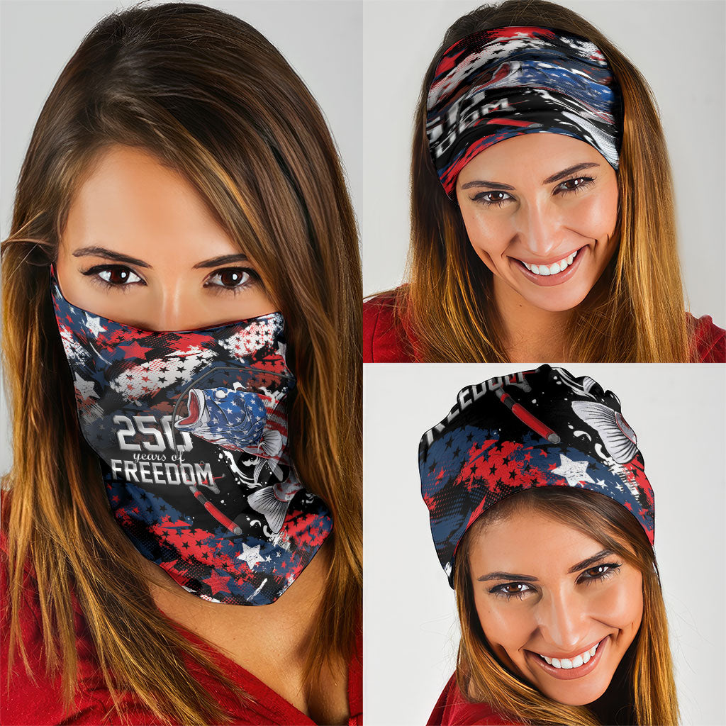 Largemouth Bass Fishing Neck Gaiter America 250 Year Freedom
