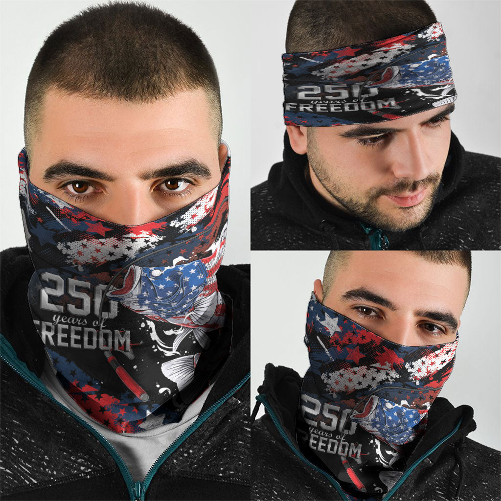 Largemouth Bass Fishing Neck Gaiter America 250 Year Freedom