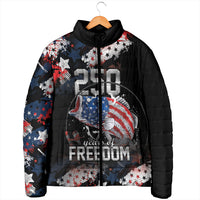 Personalized Largemouth Bass Fishing Padded Jacket America 250 Year Freedom