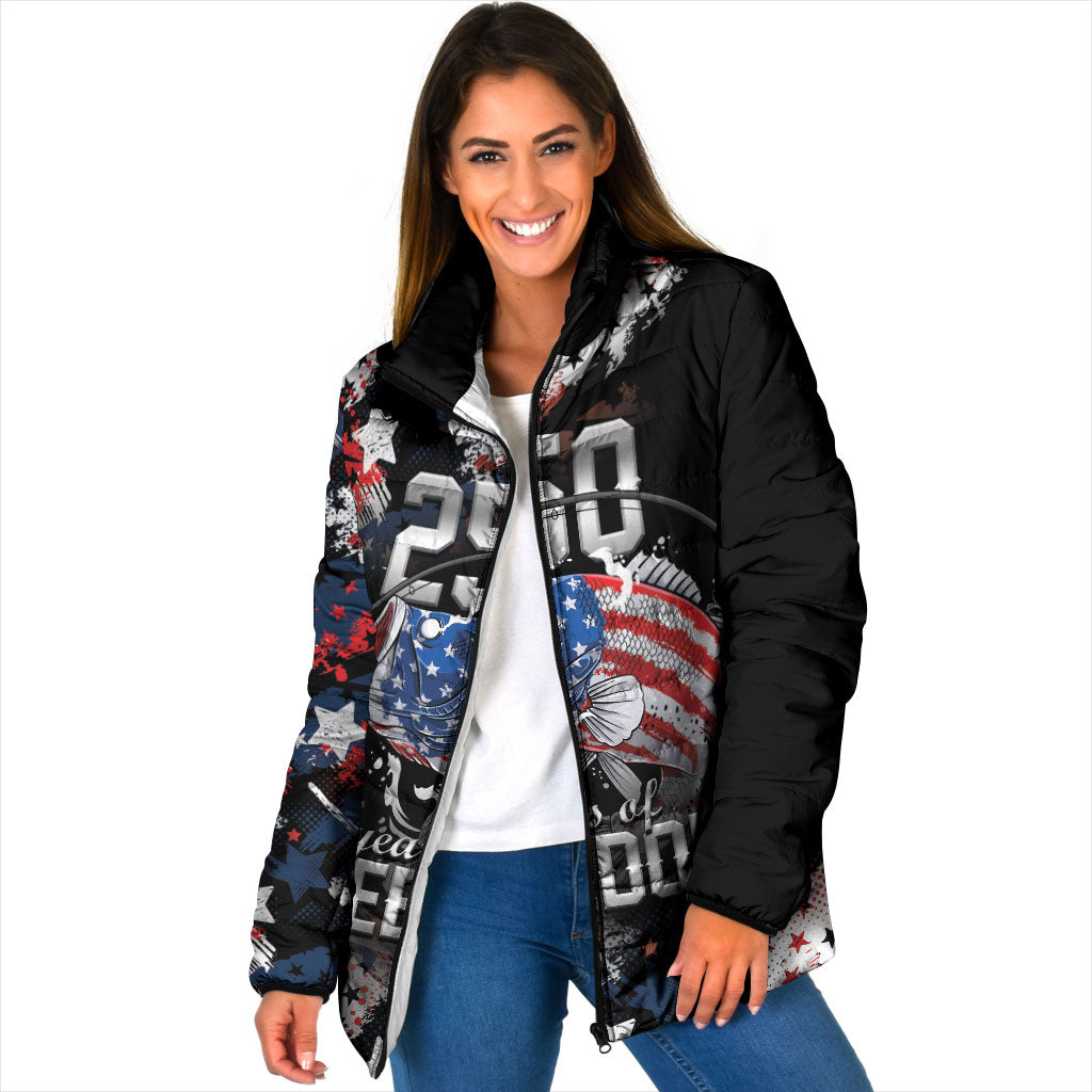 Personalized Largemouth Bass Fishing Padded Jacket America 250 Year Freedom