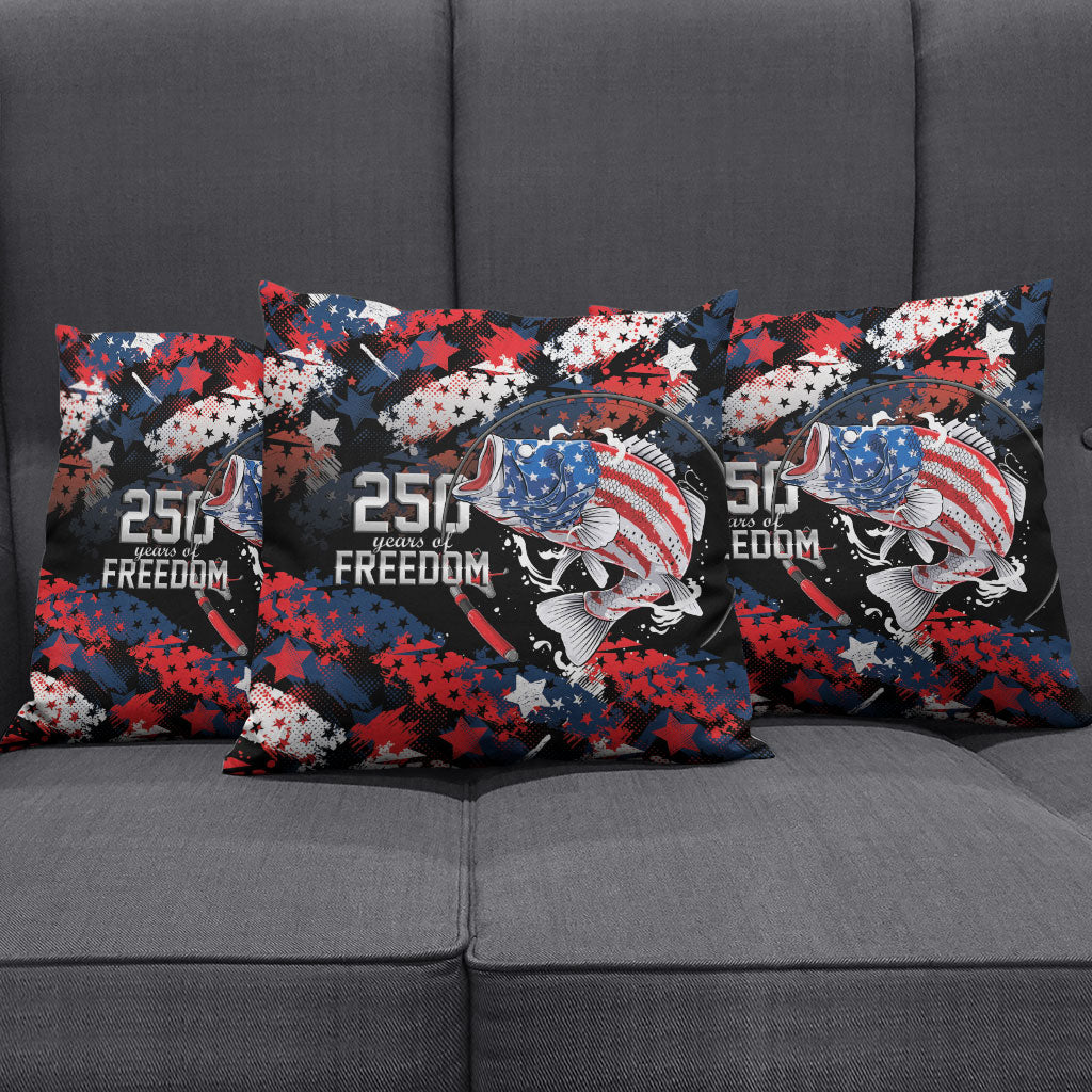 Largemouth Bass Fishing Pillow Cover America 250 Year Freedom