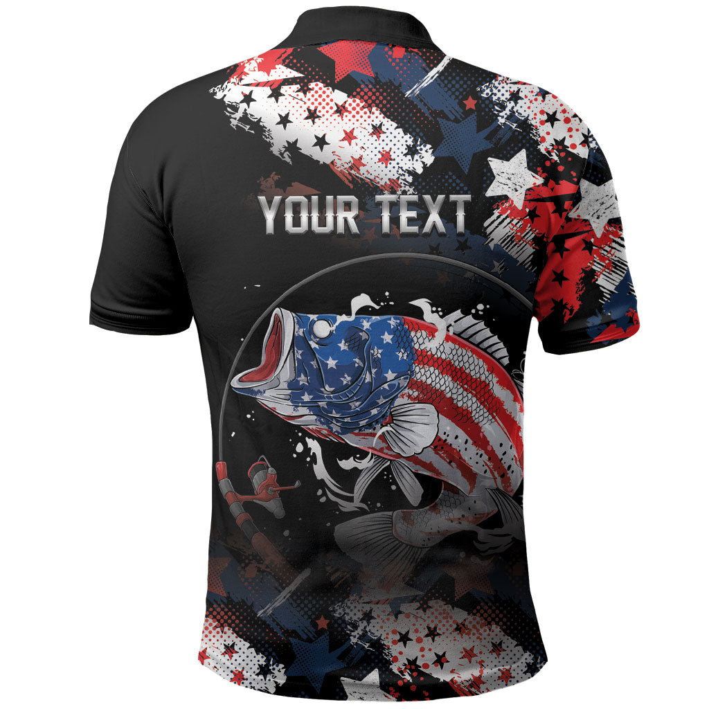 Personalized Largemouth Bass Fishing Polo Shirt America 250 Year Freedom