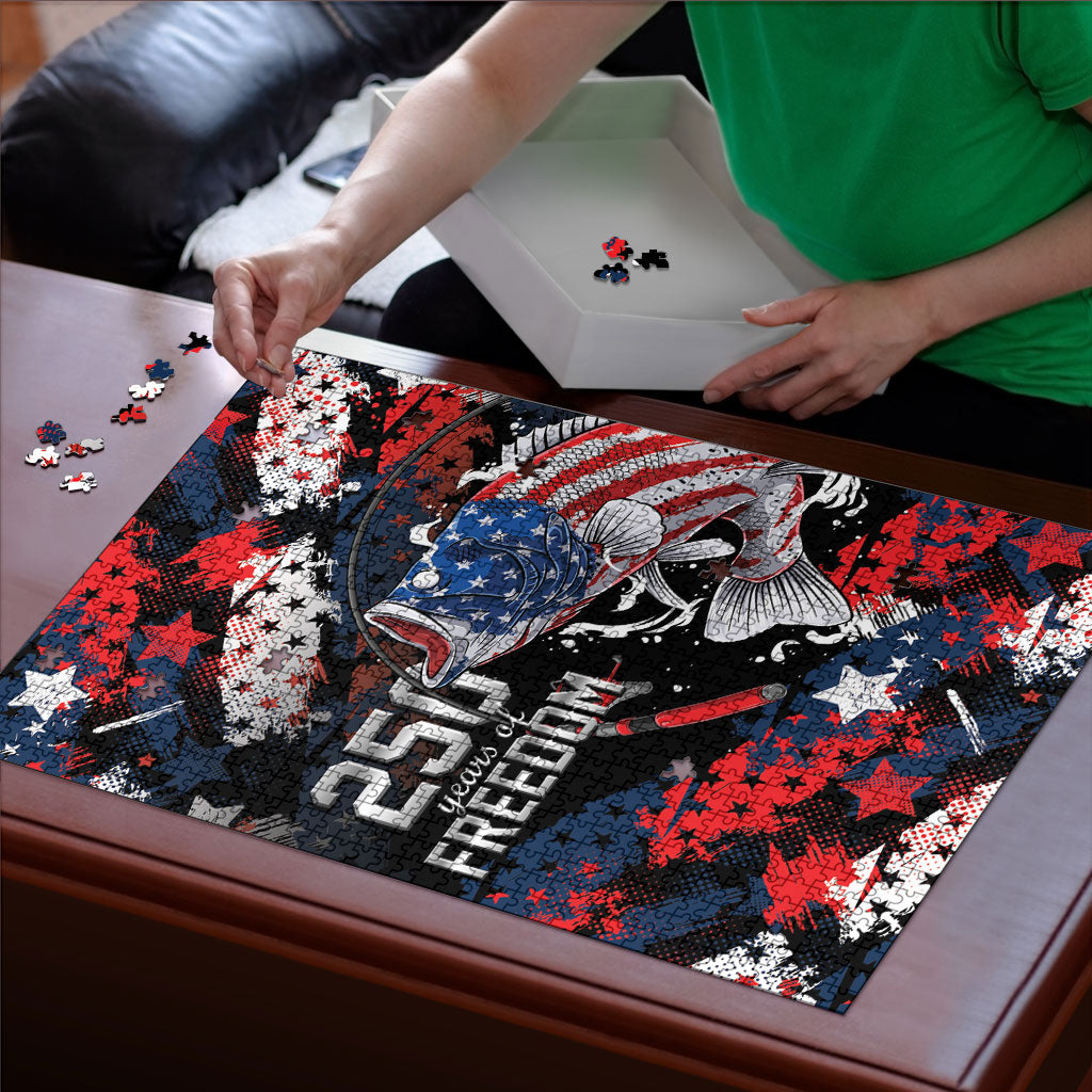 Largemouth Bass Fishing Puzzle America 250 Year Freedom