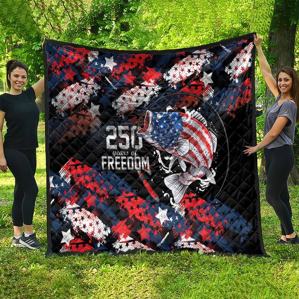 Largemouth Bass Fishing Quilt America 250 Year Freedom