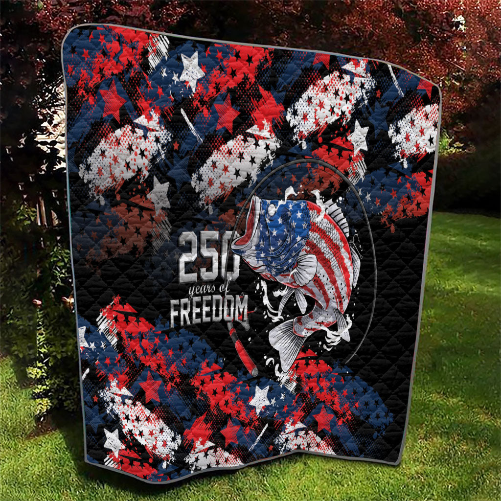 Largemouth Bass Fishing Quilt America 250 Year Freedom