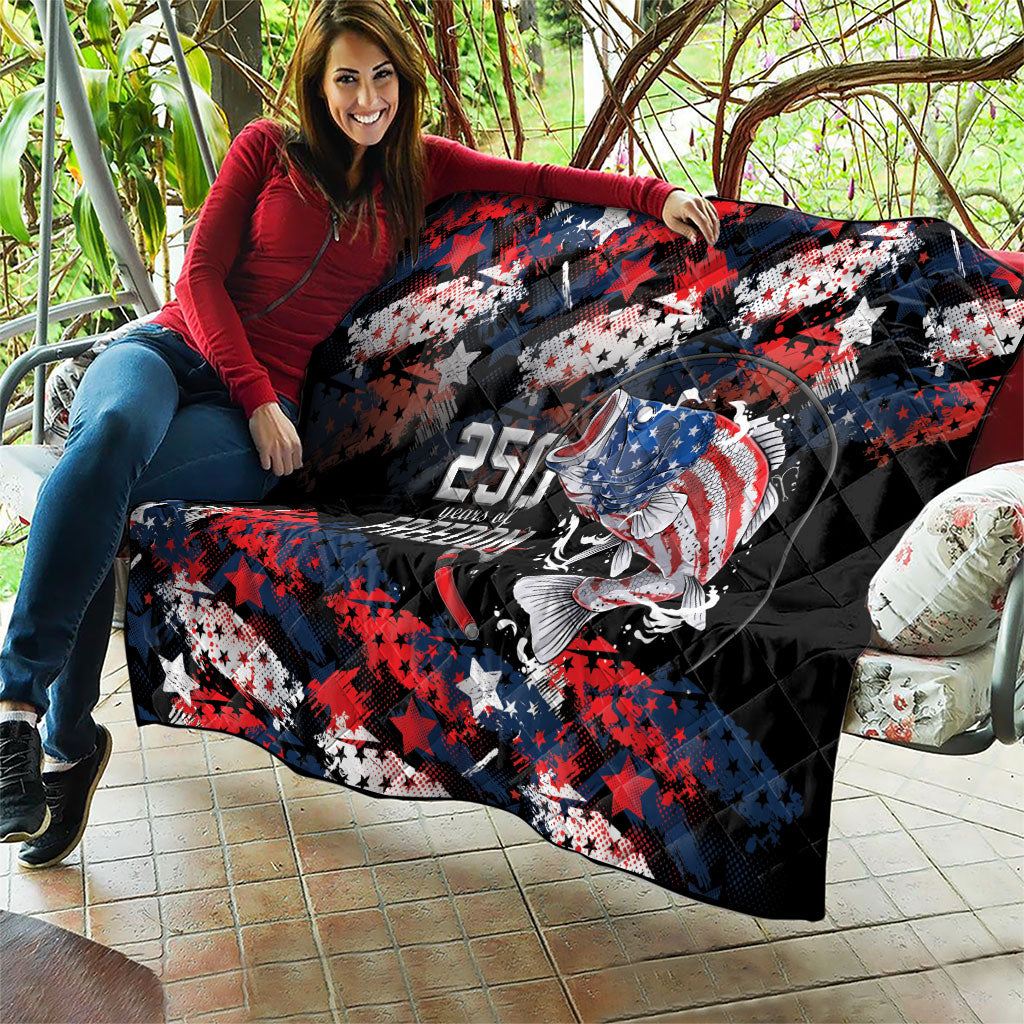 Largemouth Bass Fishing Quilt America 250 Year Freedom