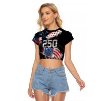 Personalized Largemouth Bass Fishing Raglan Cropped T Shirt America 250 Year Freedom