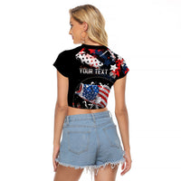 Personalized Largemouth Bass Fishing Raglan Cropped T Shirt America 250 Year Freedom