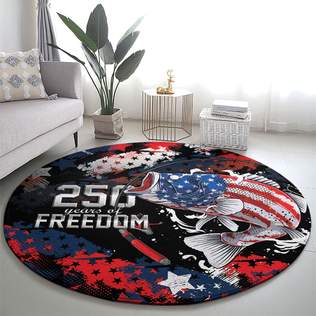 Largemouth Bass Fishing Round Carpet America 250 Year Freedom