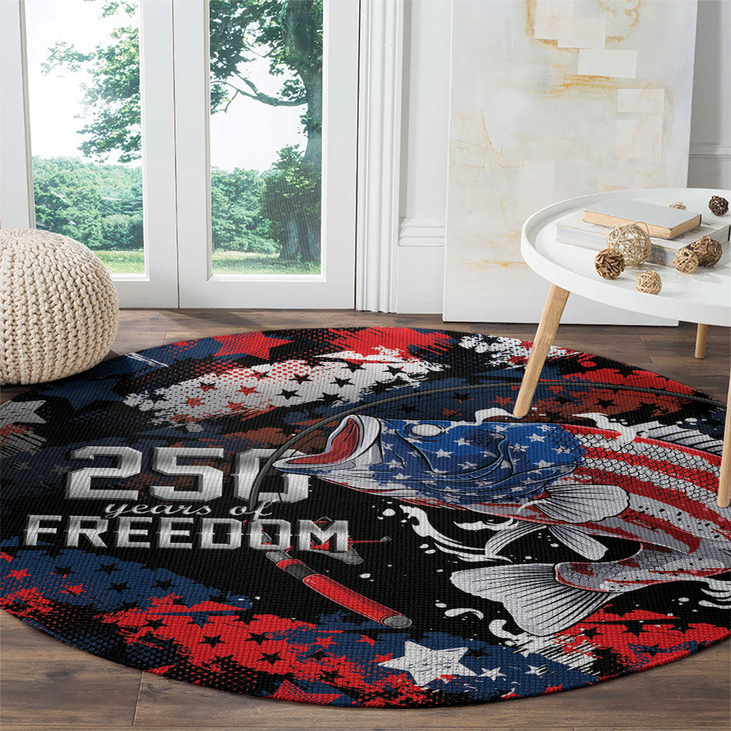 Largemouth Bass Fishing Round Carpet America 250 Year Freedom