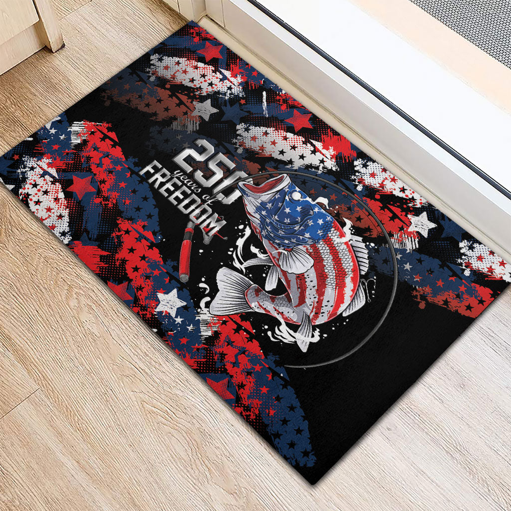 Largemouth Bass Fishing Rubber Doormat America 250 Year Freedom
