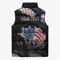 Personalized Largemouth Bass Fishing Sleeveless Puffer Jacket America 250 Year Freedom