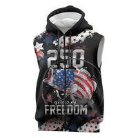 Personalized Largemouth Bass Fishing Sleeveless Zip Hoodie America 250 Year Freedom