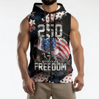 Personalized Largemouth Bass Fishing Sleeveless Zip Hoodie America 250 Year Freedom